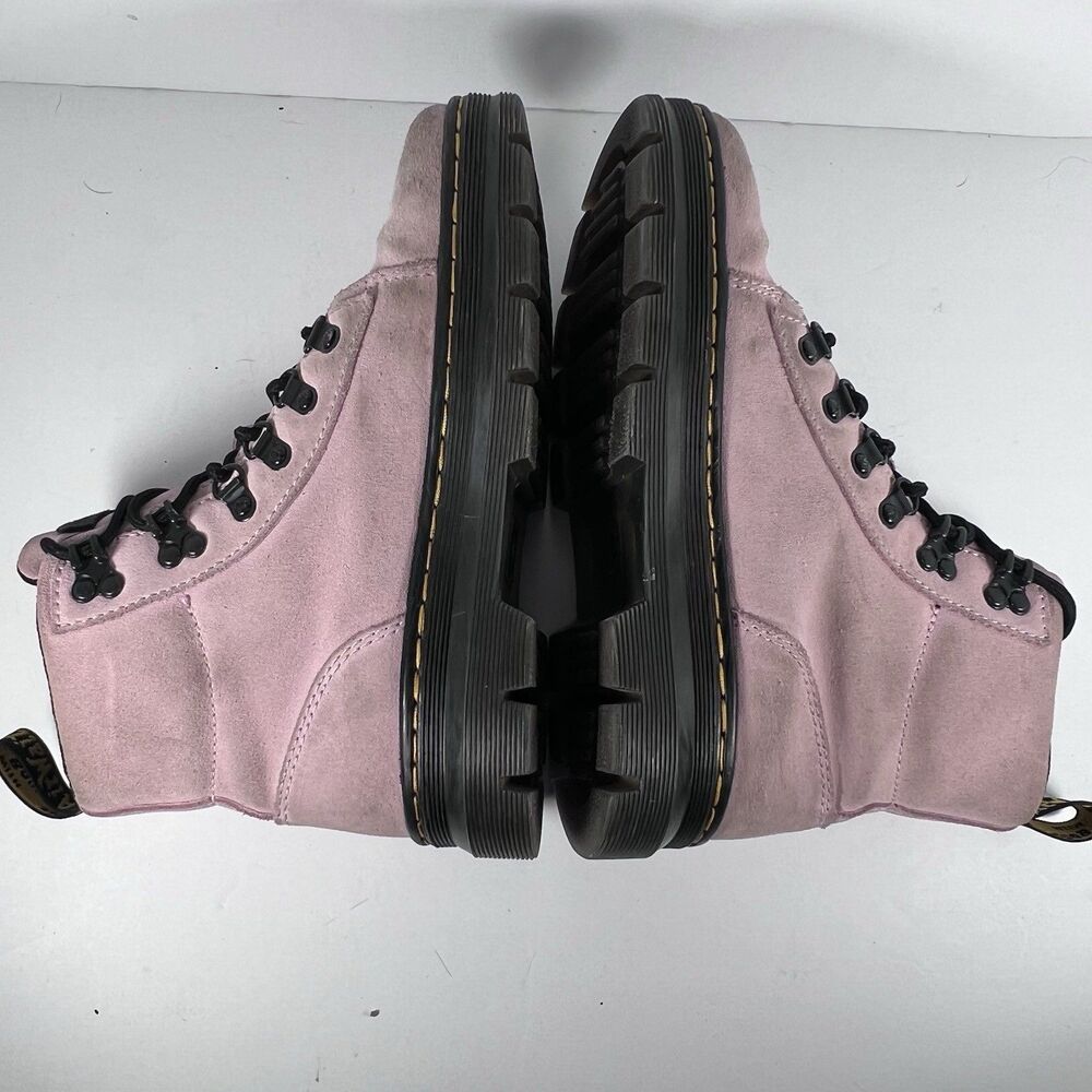 Dr Doc Martens Combs Pink Suede Lace Up Combat Style Hiking Boots Women's Size 6 - Picture 5 of 8
